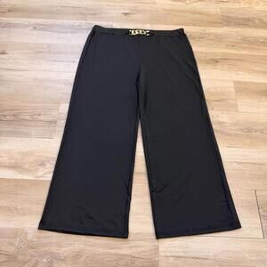 Black Dress Pants with Gold Chain Women's 4XL Plus Size Palazzo Wide Leg